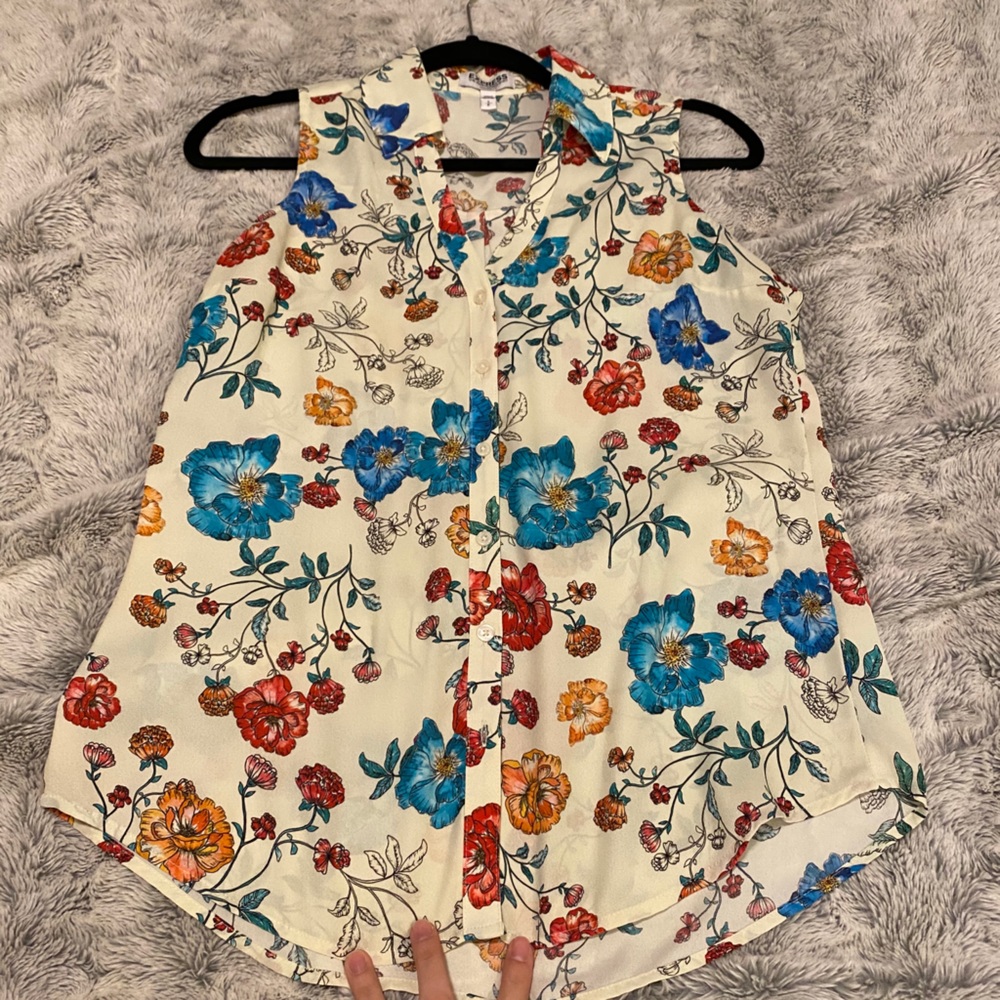 Floral V-Neck Sleeveless Tank - Express - Small